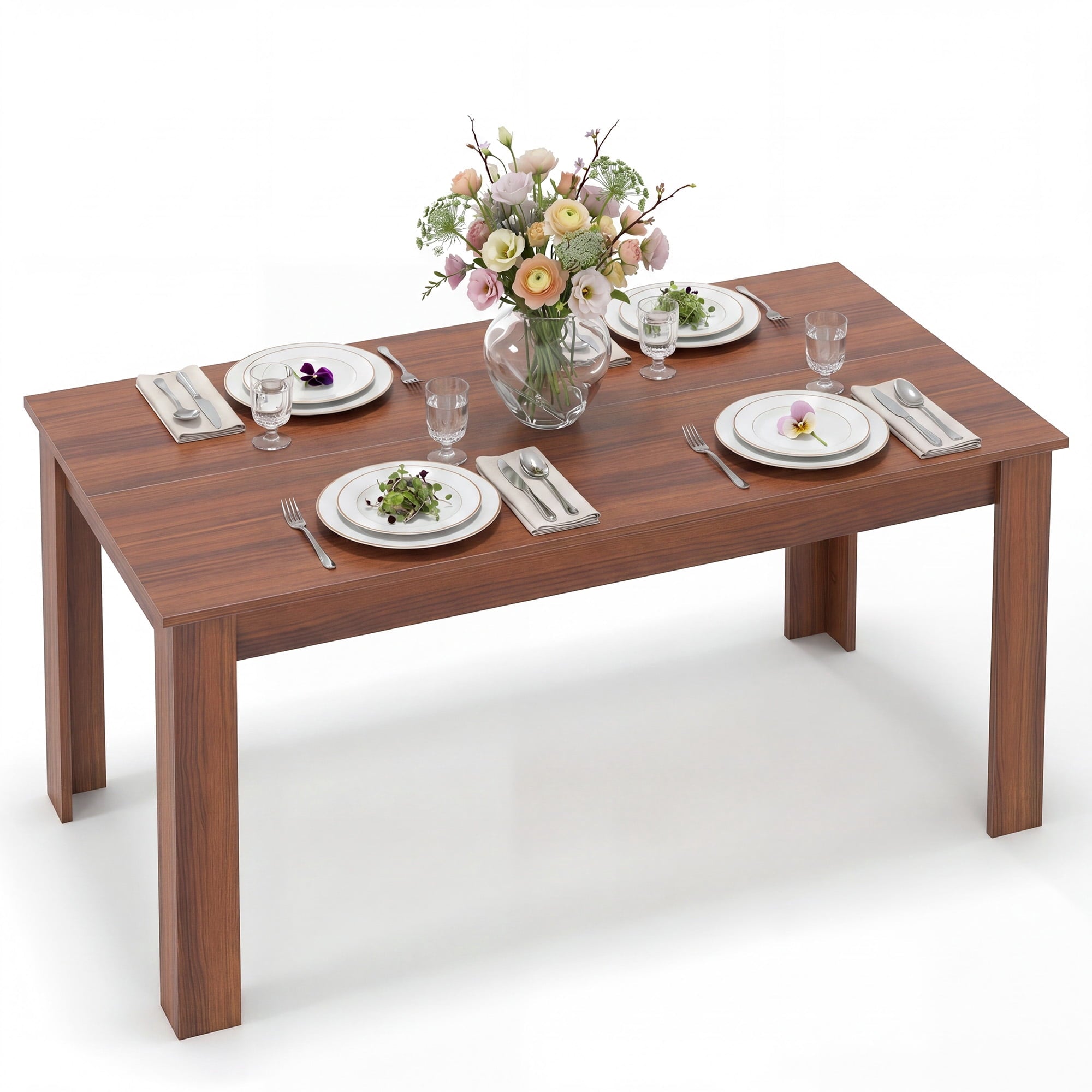 Costway 63 Dining Table Rectangular Modern Kitchen Table For 6 People Home Furniture Gray