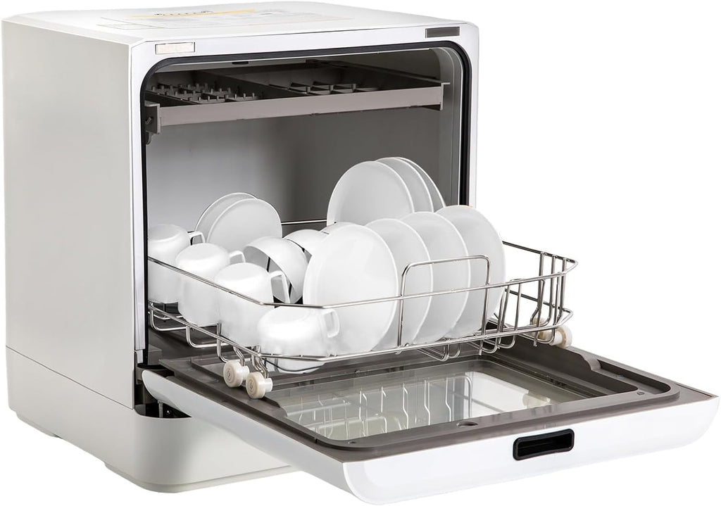Countertop Dishwasher, White Portable Dishwasher with Water Tank 4 Washing Programs, 158°F High-Temperature Disinfection,  360° Spraying Dishwasher for RVs, Apartments, Dormitories,Home Kitchen