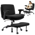Cross Legged Office Chair with Flip-up Armrests for ADHD, Extra Wide Seat Criss Cross Desk Chair with Stretchable Footrest & Wheels for Adults, Ergonomic Meditation Chair for Home Office Black