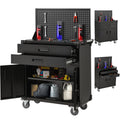 Danrelax 52 Mobile Workbench with Pegboard, 2 Drawers, Lockable Cabinet, Heavy-Duty Steel, 220 lb Capacity, 4 Locking Wheels