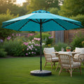 Demi Bonn 15FT Double-Sided Solar LED Patio Umbrella, 48 Warm LED Lights Large Steel Frame Sun Canopy, Stylish Outdoor Backyard Shade Umbrella, Turquoise Dark Red Beige Brown Orange Navy Gray