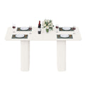 Dextrus 63  Modern Dining Table with Curved Wave Legs, Cream White Rectangular Kitchen Table for 4-6 Person, Dining Room Table for Gathering, Kitchen, Dining Living Room