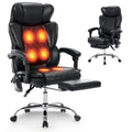 EOP Massage Office Chair with Heat and 6 Vibration Points, 500LBS Big and Tall Executive Office Chair with Adjustable Headrest, Ergonomic Computer Desk Chair with Footrest, Black