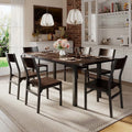 Virans 7-Piece Dining Table & Chairs Set for 4-6, 63 Extendable Kitchen Table with 6 Chairs, Dining Room Table with Metal Frame & MDF Board, Perfect for Small Space, Easy Assembly,Espresso
