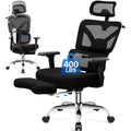 COOLHUT Ergonomic Mesh Office Chair with Footrest, Big and Tall Computer Desk Chair with Adjustable Lumbar Support, Headrest and Armrest, High Back Home Office Chair for Workspace, 300LBS, Black