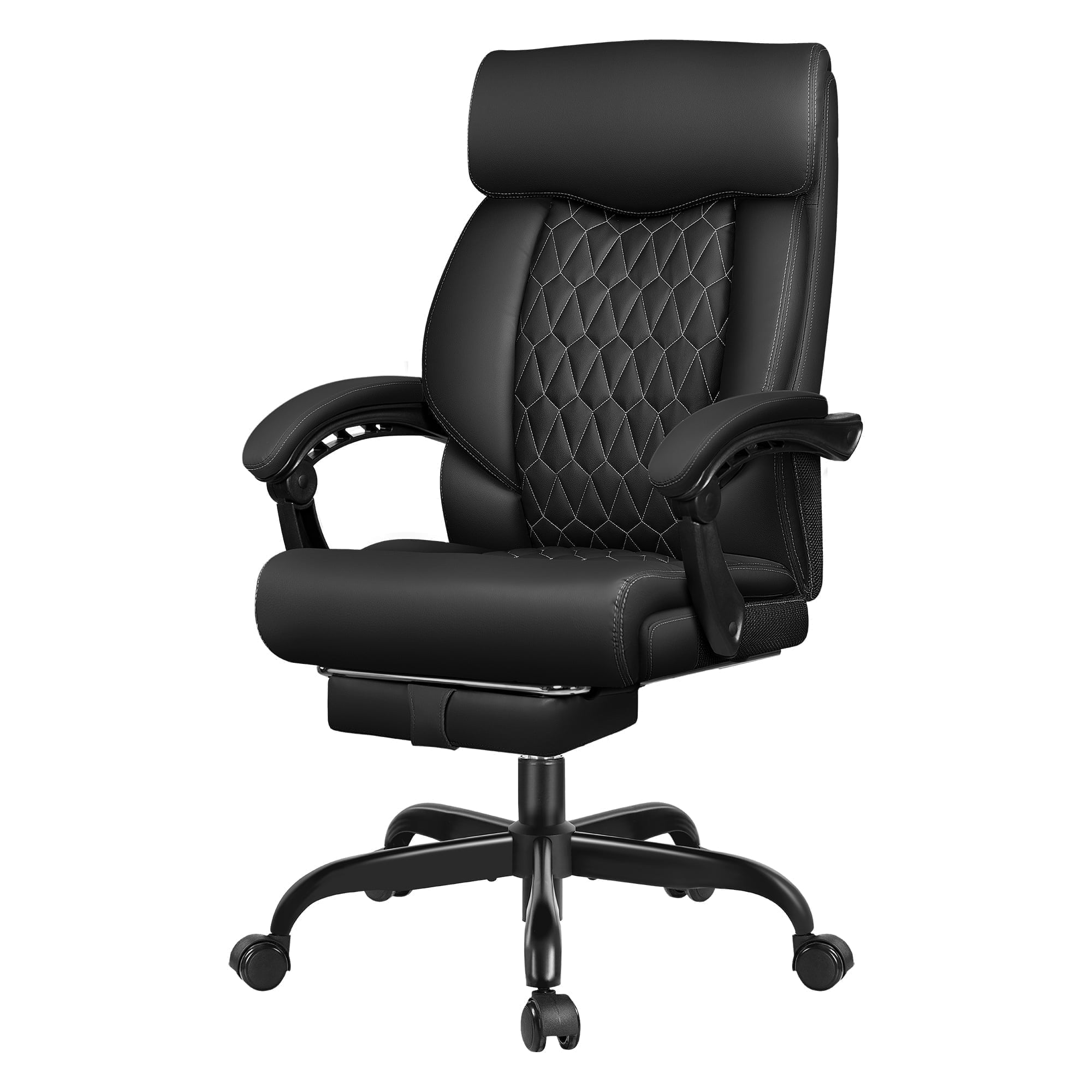 FASTES Executive Office Chair, Ergonomic Desk Chair with Adjustable Armrests, Computer Leather Chair Big and Tall Office Chair with Footrest and Lumbar Support, Brown