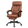 FASTES Executive Office Chair, Ergonomic Desk Chair with Adjustable Armrests, Computer Leather Chair Big and Tall Office Chair with Footrest and Lumbar Support, Brown