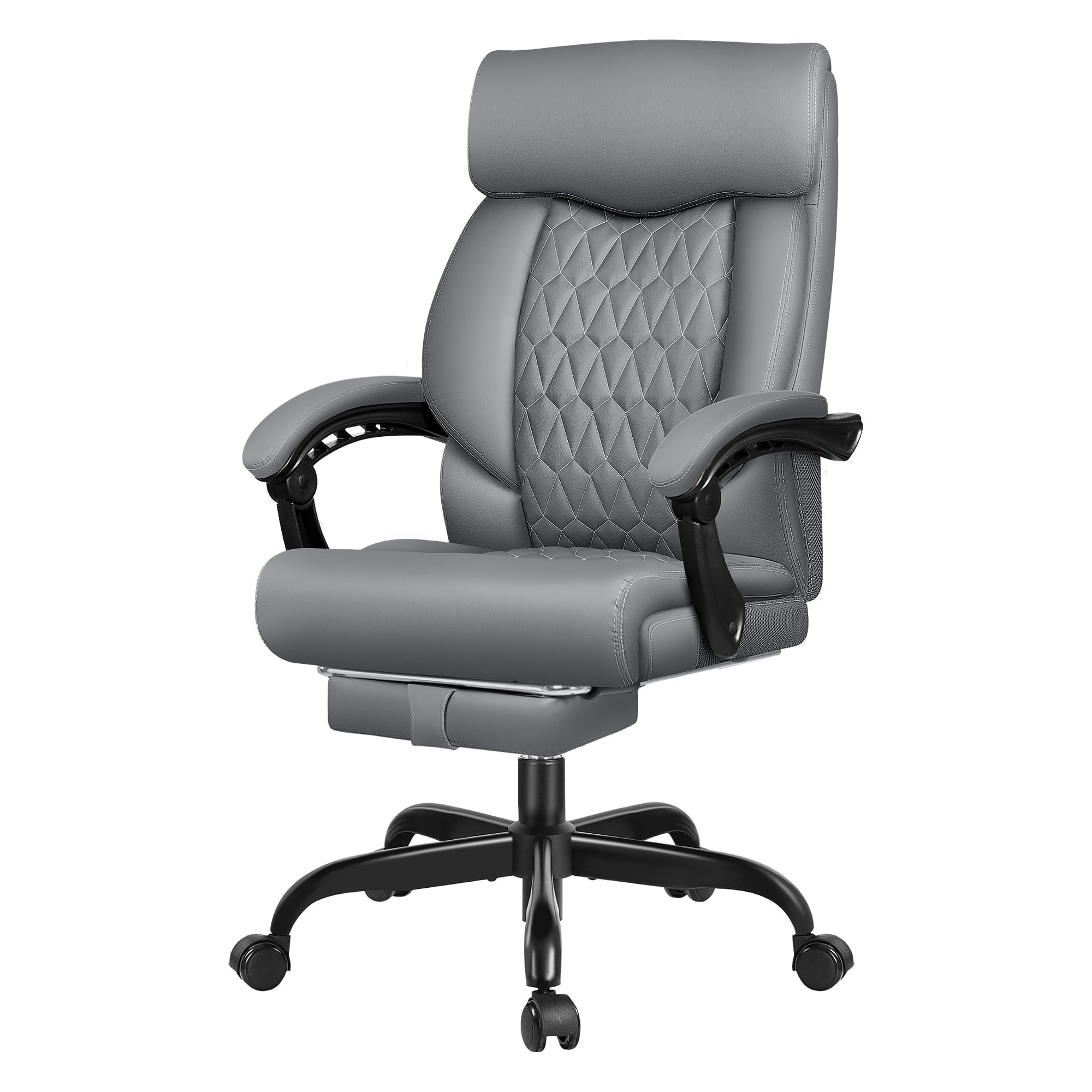 FASTES Executive Office Chair, Ergonomic Desk Chair with Adjustable Armrests, Computer Leather Chair Big and Tall Office Chair with Footrest and Lumbar Support, Brown