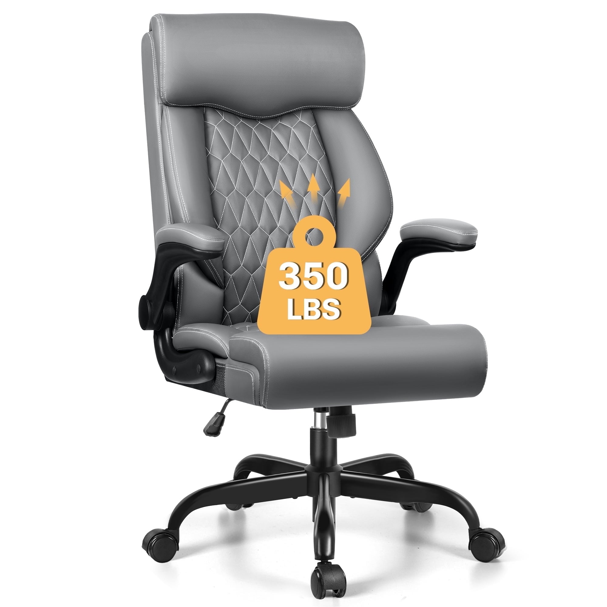 FASTES Executive Office Chair, Ergonomic Desk Chair with Adjustable Armrests, Computer Leather Chair Big and Tall Office Chair with Footrest and Lumbar Support, Brown