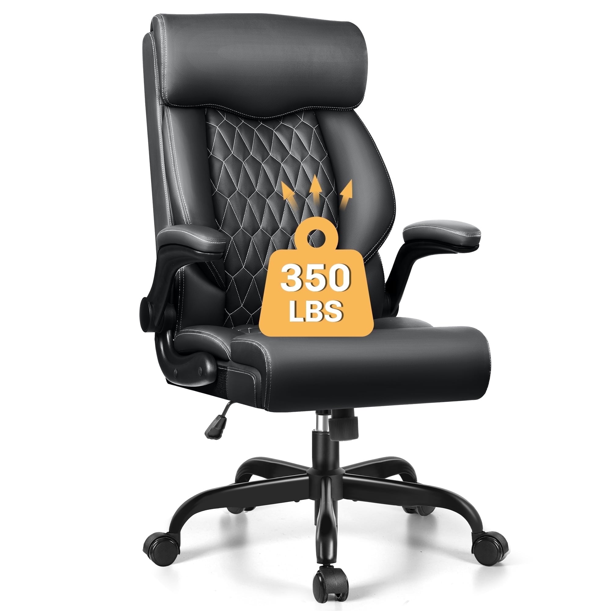 FASTES Executive Office Chair, Ergonomic Desk Chair with Adjustable Armrests, Computer Leather Chair Big and Tall Office Chair with Footrest and Lumbar Support, Brown