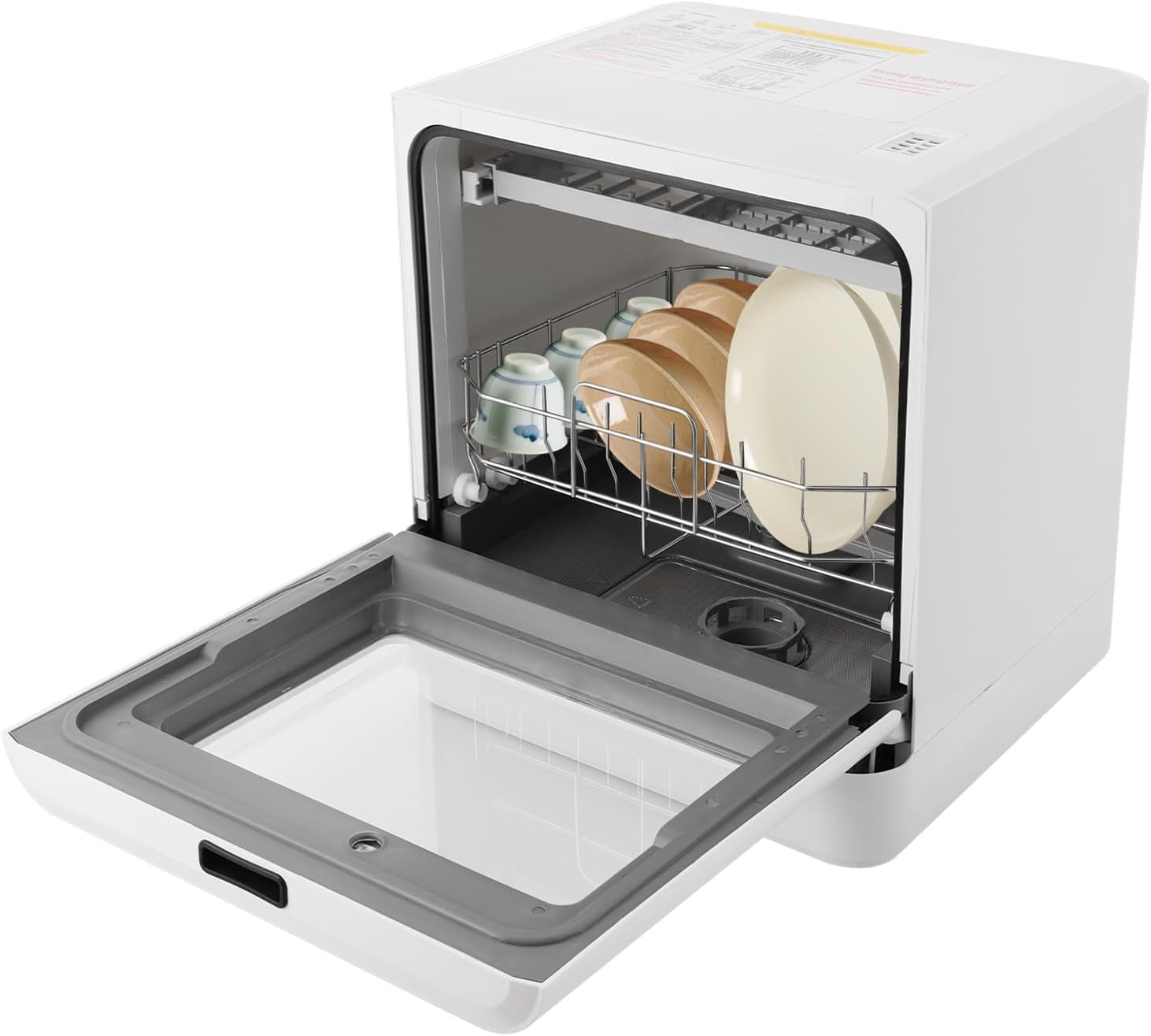 FOGGBET Countertop Dishwasher 800W White Compact Dishwashers with 4 Washing Programs, 360-Degree Spraying Wash Kitchen Mini Dishwasher with Air-Dry Function White
