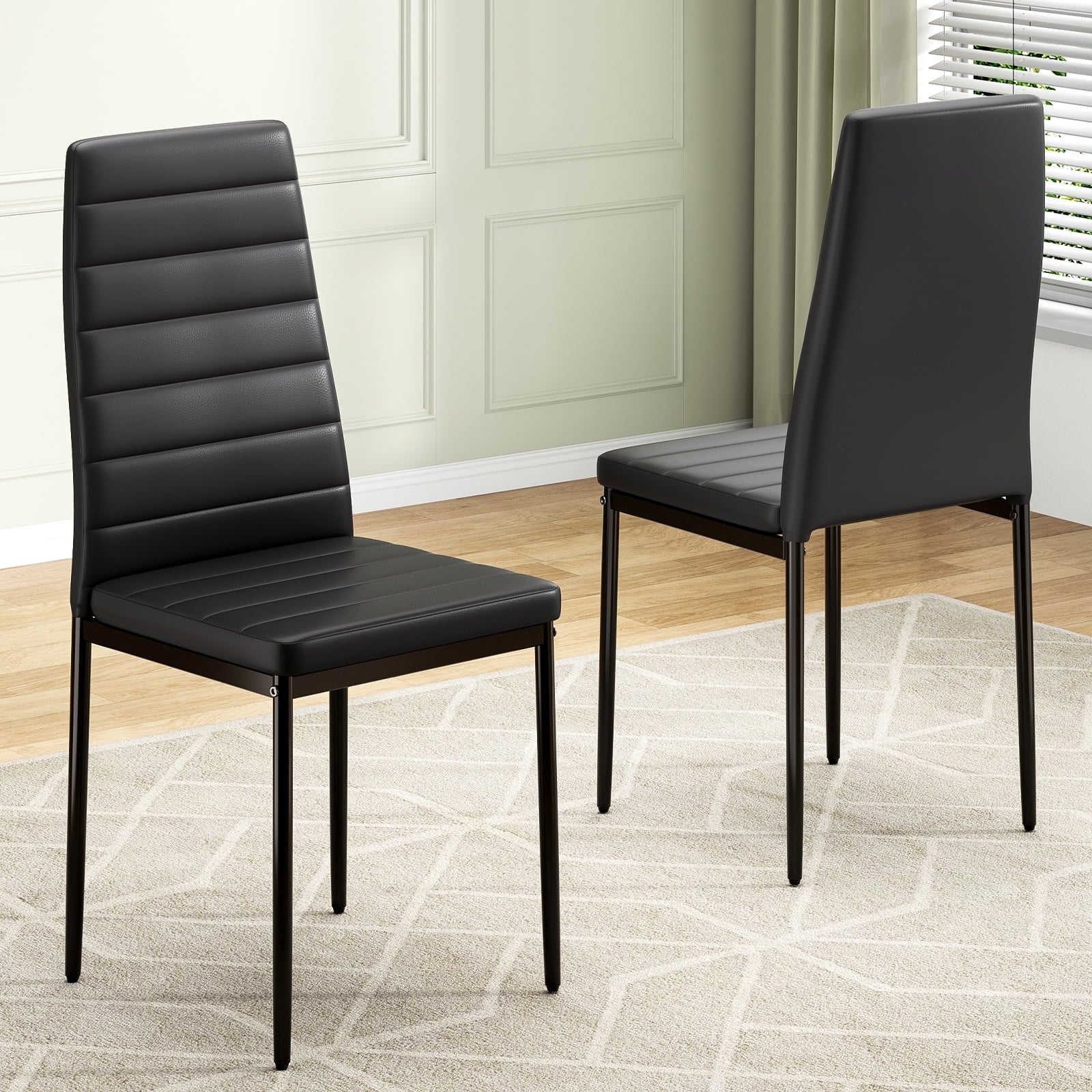 Farini White Dining Chairs Set of 4 for Kitchen Room,PU Leather Kitchen Side Chairs with Metal Frame