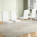 Farini White Dining Chairs Set of 4 for Kitchen Room,PU Leather Kitchen Side Chairs with Metal Frame