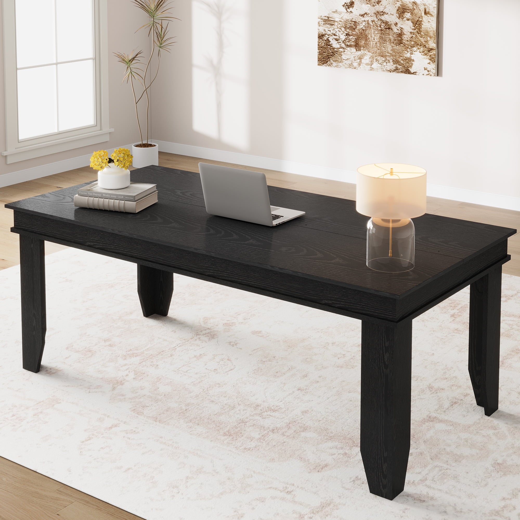 Farmhouse Dining Table for 6-8 People, Versatile Modern Wooden Dinner Table Kitchen Table for Dining Room Conference Room