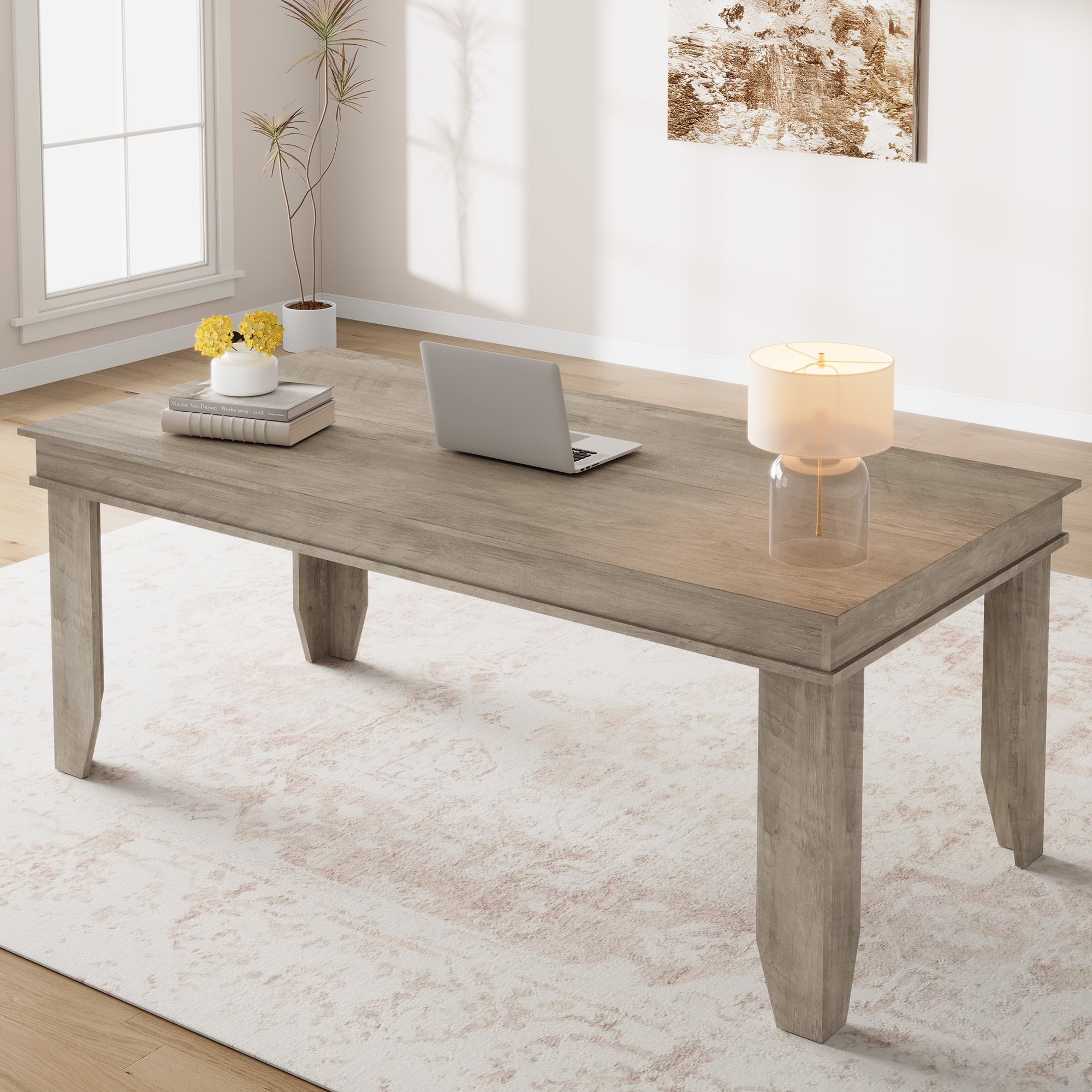 Farmhouse Dining Table for 6-8 People, Versatile Modern Wooden Dinner Table Kitchen Table for Dining Room Conference Room