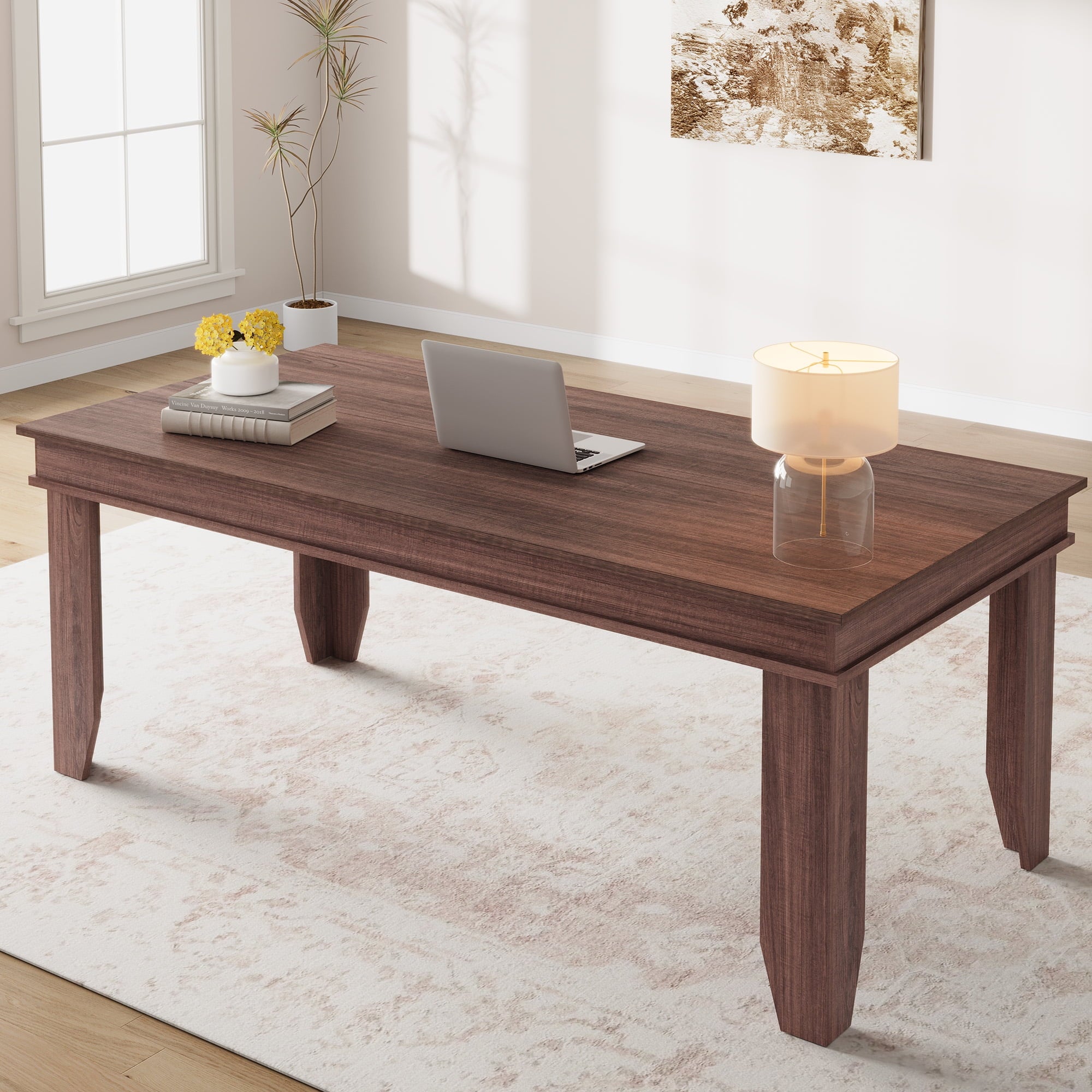 Farmhouse Dining Table for 6-8 People, Versatile Modern Wooden Dinner Table Kitchen Table for Dining Room Conference Room