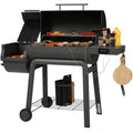 Feasto 30-inch Heavy-Duty Charcoal Grill with Offset Smoker - Digital Temperature Control & 2 Meat Probes, 815 Sq. In. Cooking Space for Backyard Bbq
