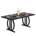 Fnova 63 Modern Dining Table for 6-8 People, Rectangular Kitchen Table with Sturdy Metal Frame, Dinner Table for Dining Room, Kitchen, Living Room, Home Office, Apartment