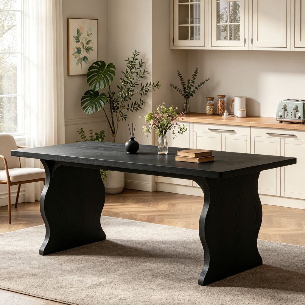 Fnova 63'' Rectangular Dining Table for 4-6 People, Farmhouse Dinner Table, for Dining Room, Kitchen, Office & Conference Use
