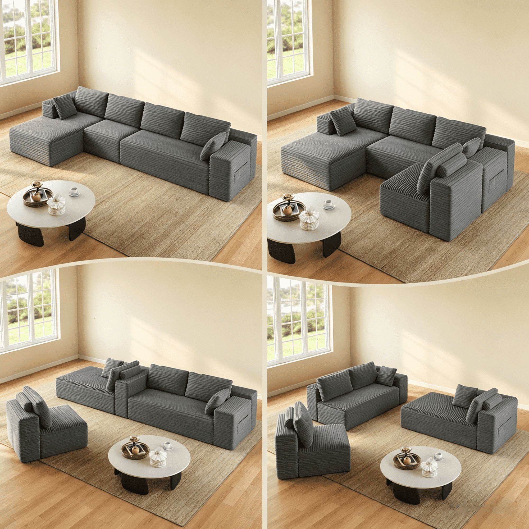 Comfortable Sofa Couch, Lofka L Shaped Foam Couch for Office, Living Room, Green