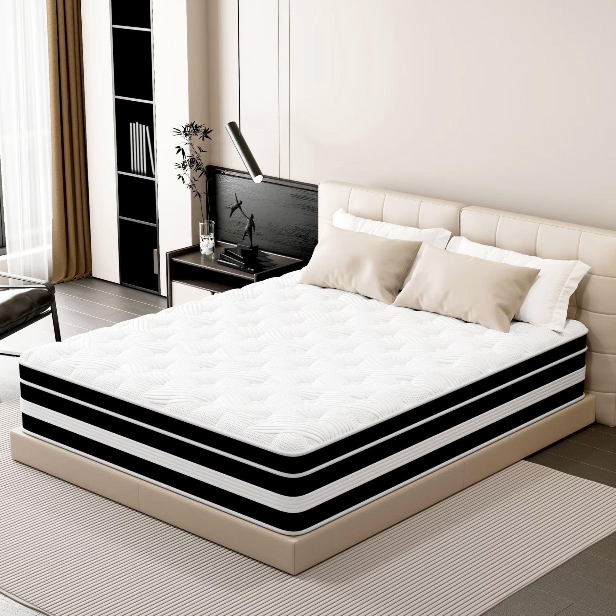 12 inch Queen Mattress,Gel Memory Foam & Spring Hybrid Medium Comfort Queen Size in a Box , Pressure Relief, Motion Isolation,CertiPUR-US