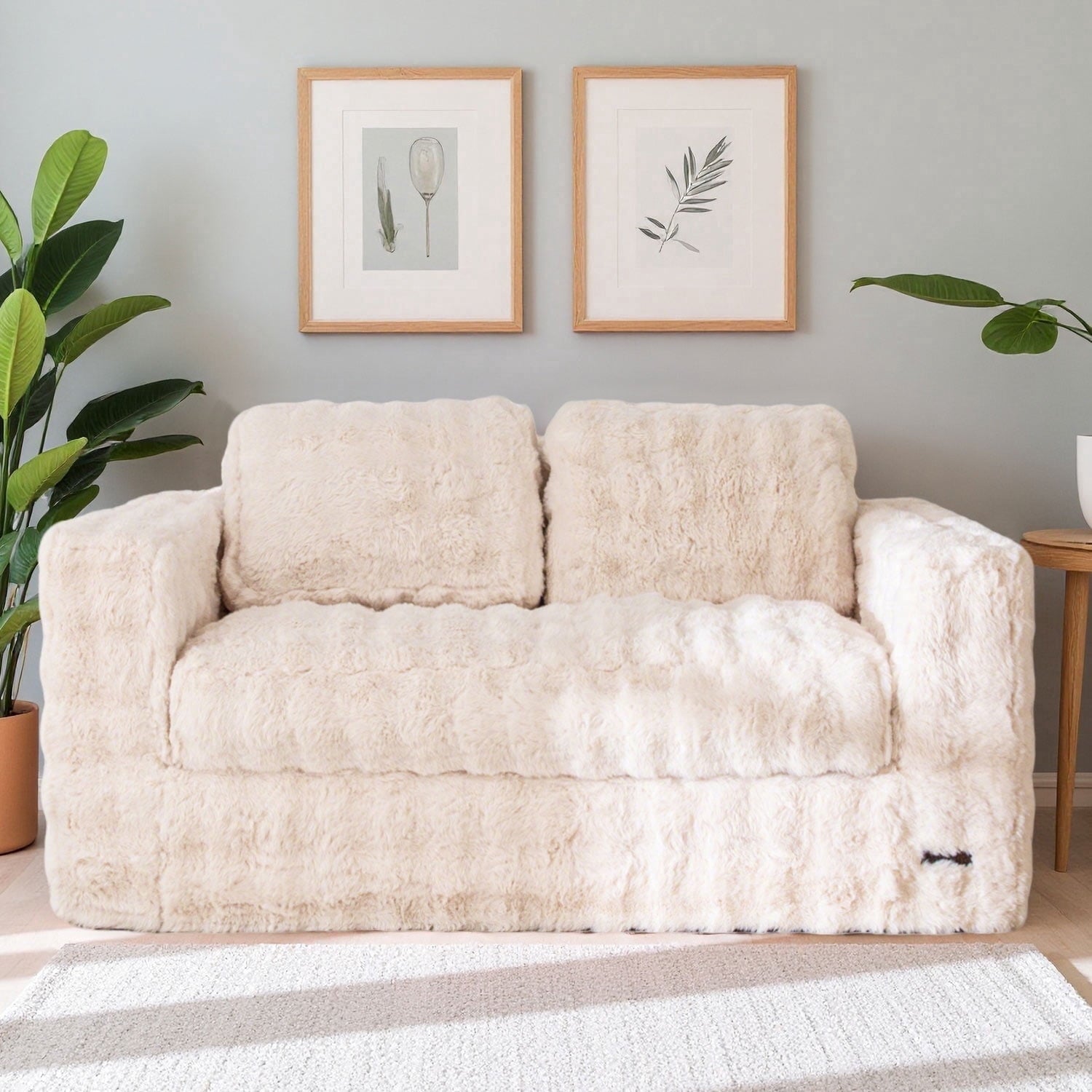 GOODONE Bean Bag Chair Sofa,Giant Loveseat Bubbled Boneless Couch,Modern Soft Comfy Plush Lazy Sofa for Living Room and Apartments,No Assembly Required,Beige