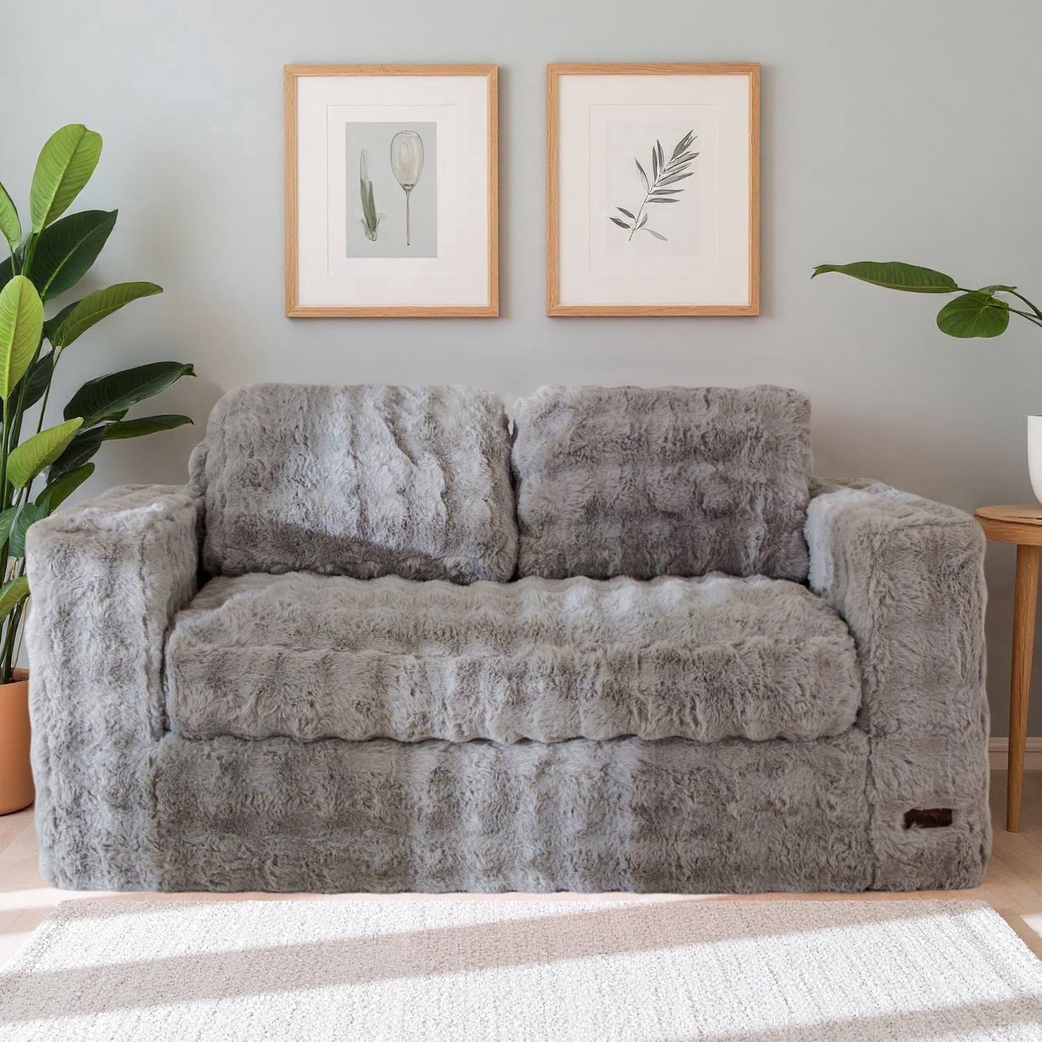 GOODONE Bean Bag Chair Sofa,Giant Loveseat Bubbled Boneless Couch,Modern Soft Comfy Plush Lazy Sofa for Living Room and Apartments,No Assembly Required,Beige
