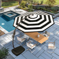 GRANDPATIO 12 Ft Outdoor Umbrella with Base, Large Aluminum Cantilever Offset Umbrella for Patio Pool, Black & White