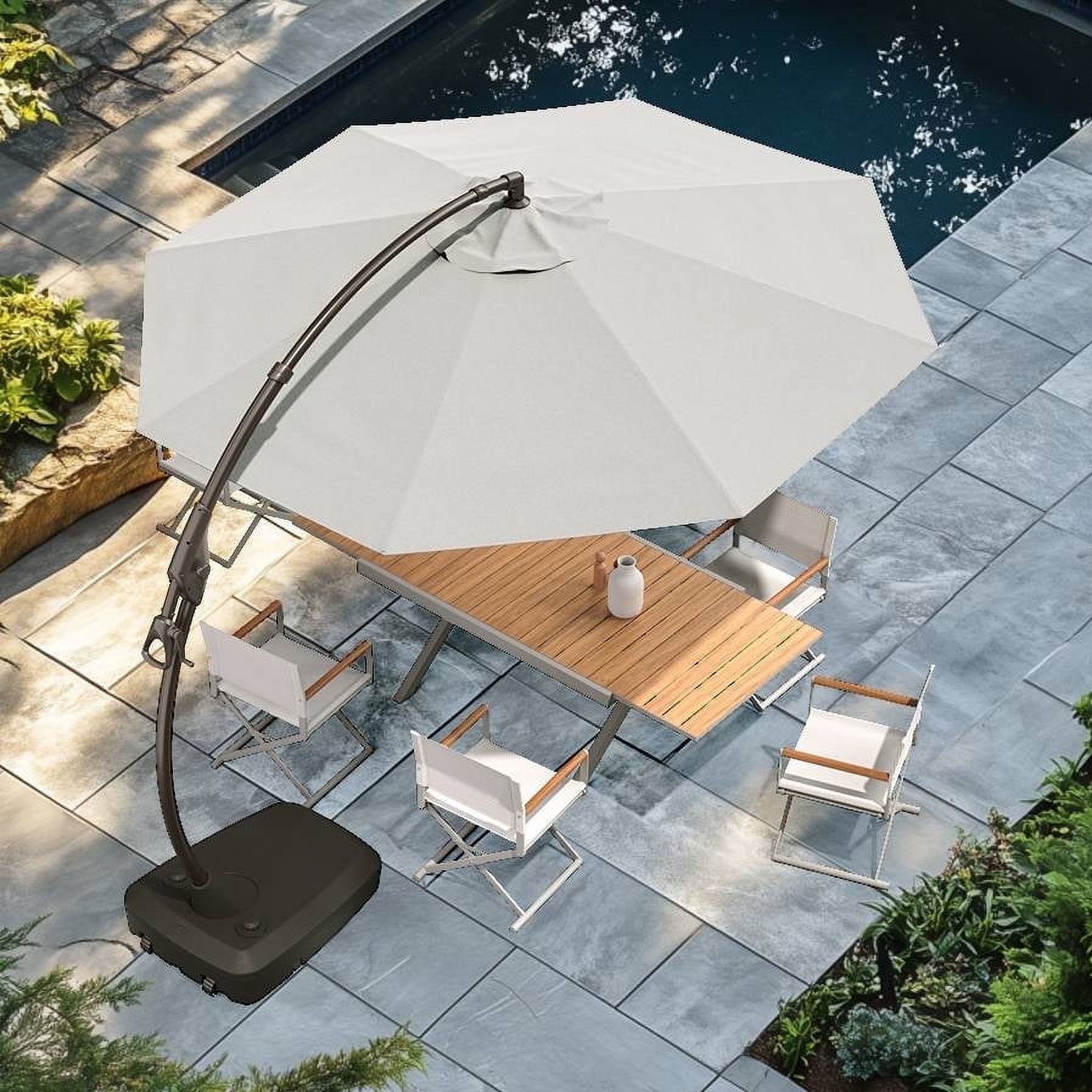 GRANDPATIO 12 ft Deluxe Aluminium Patio Umbrella with Base, Large Offset Outdoor Umbrella, Navy Blue