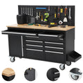 Garvee 61 Work Benches for Garage, Heavy Duty Work Table with 10 Drawers & Power Outlet, Black