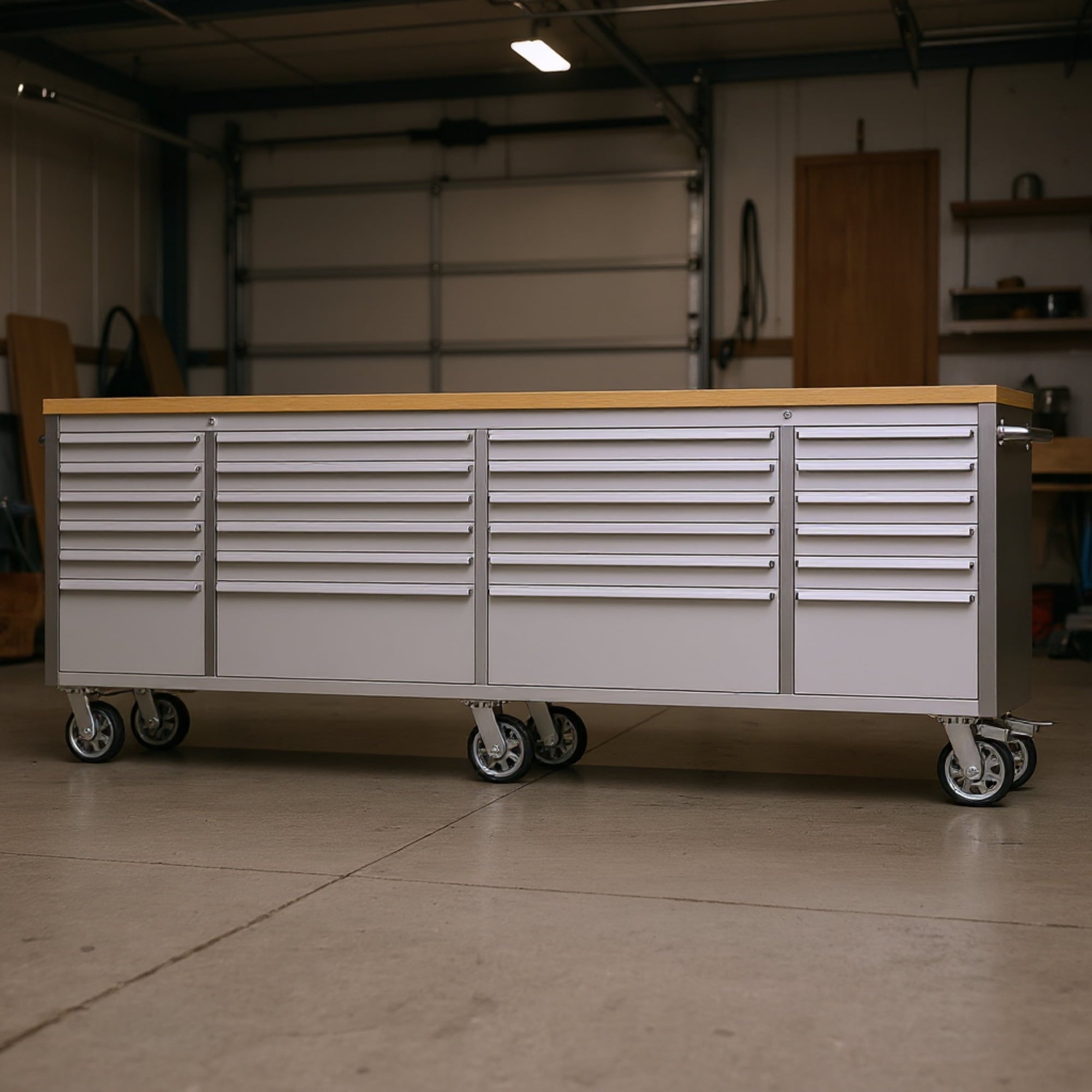 Garvee 61 Tool Chest, Rolling Workbenches with 9 Drawers and Pre-Installed Power Strip for Garage, Workshop, Kitchen