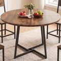 Gasee Dining Table, 43 Round Dining Table, Solid Wood Thickened Table Top Kitchen Dining Table,Dining Table for Dining Room, Home(Only Table),Rustic Brown