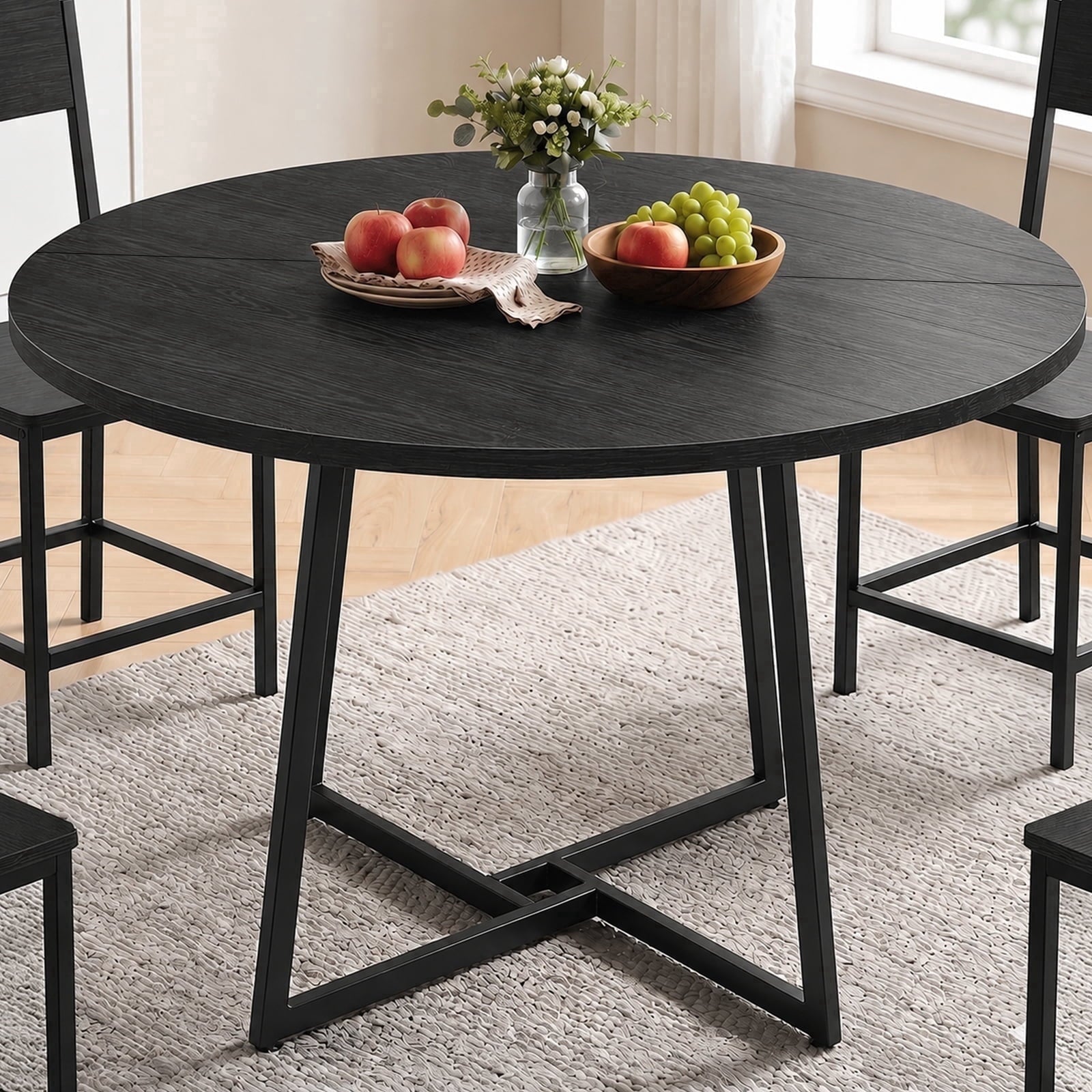 Gasee Dining Table, 43 Round Dining Table, Solid Wood Thickened Table Top Kitchen Dining Table,Dining Table for Dining Room, Home(Only Table),Rustic Brown