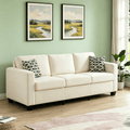 Gewnee 86.6 Modern Sofa Couch,Teddy Velvet 3 Seaters Comfy Couch with Deep Seat for Living Room,2 Pillows,Beige