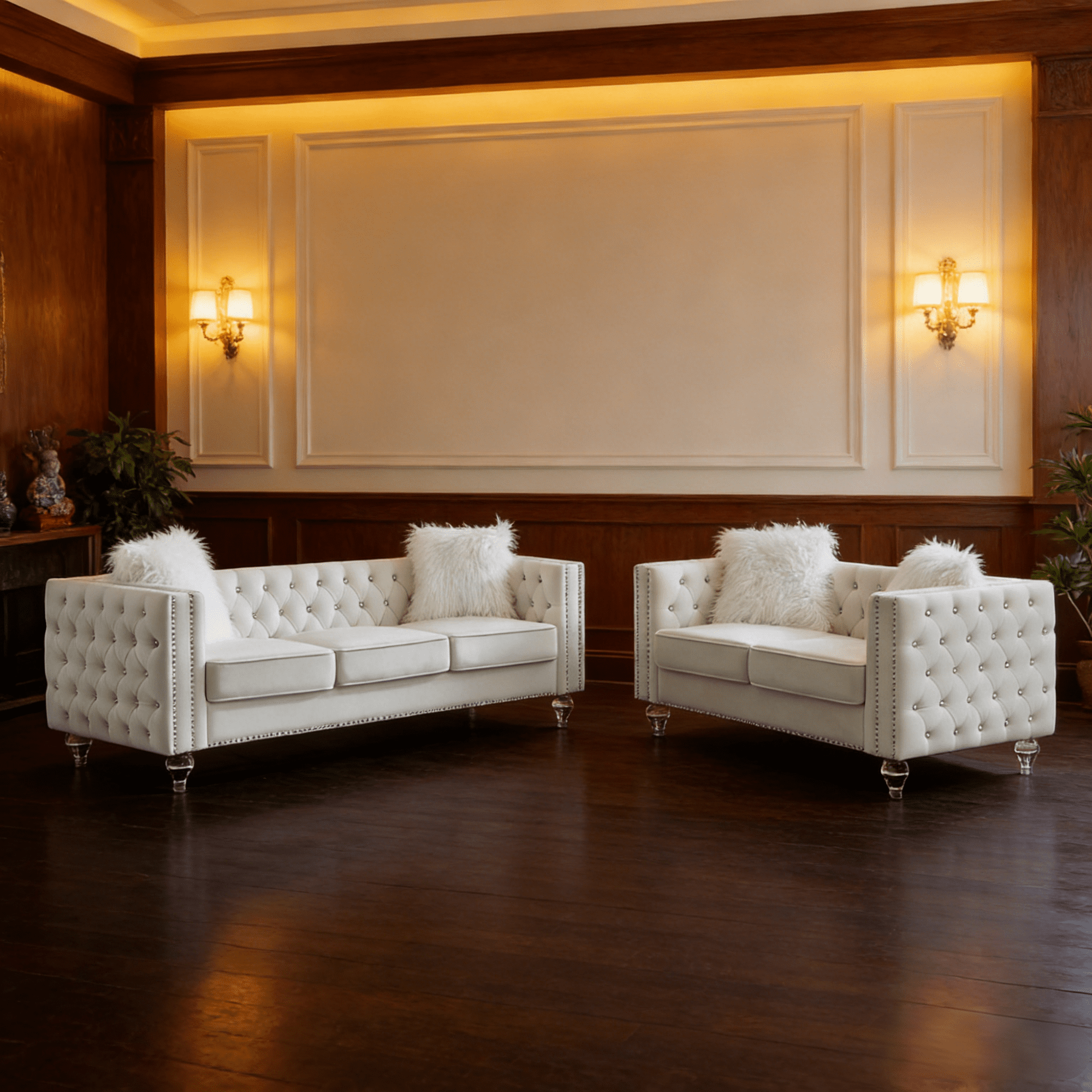Gewnee 86.6 Modern Sofa Couch,Teddy Velvet 3 Seaters Comfy Couch with Deep Seat for Living Room,2 Pillows,Beige