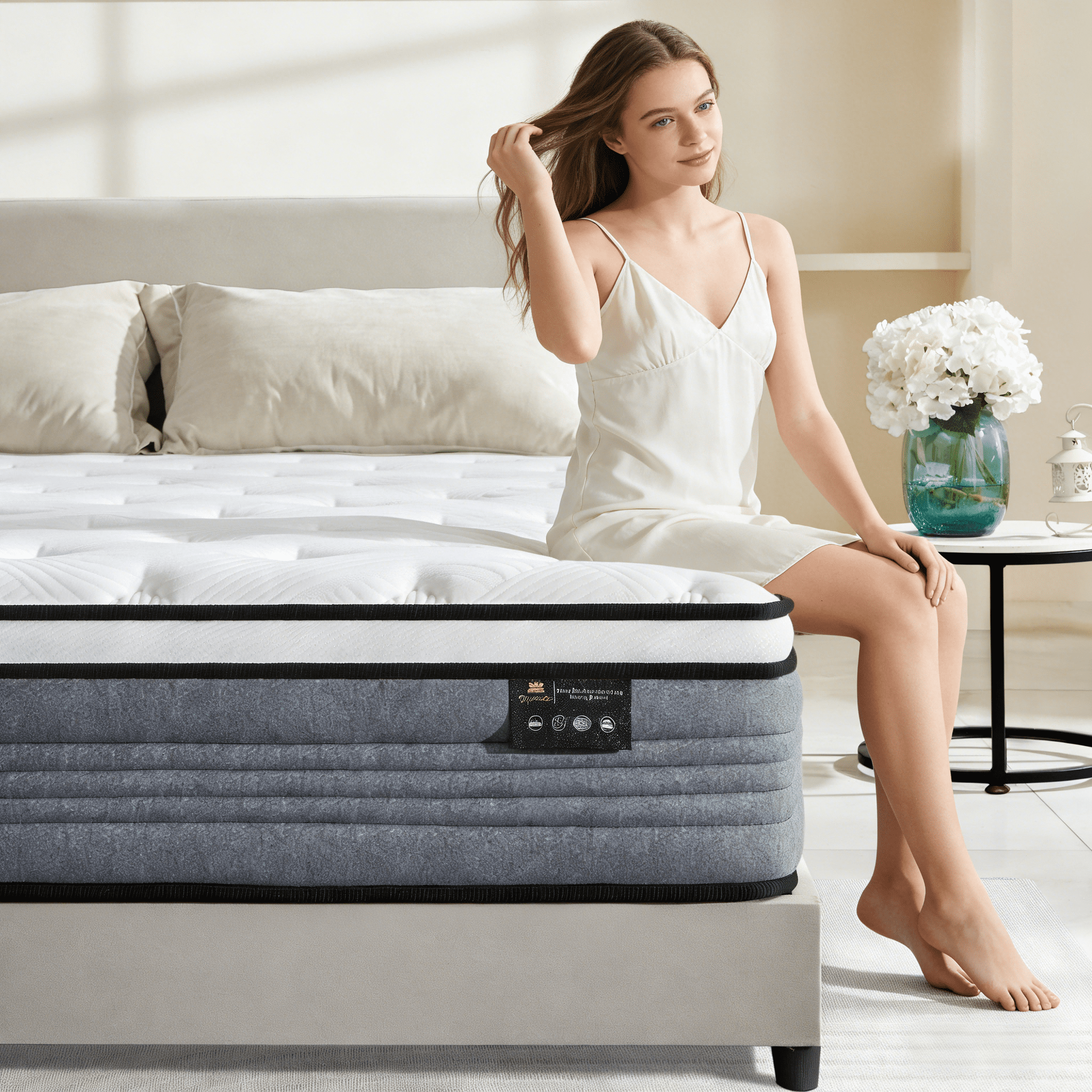 Giovanly 12 inch Queen Hybrid Mattress in a Box, Memory Foam and Individually Wrapped Pocket Coils, Medium Firm, Motion Isolation & Edge Support, Breathable Cooling Gel, CertiPUR-US Certified