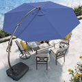 GRANDPATIO 12 ft Deluxe Aluminium Patio Umbrella with Base, Large Offset Outdoor Umbrella, Navy Blue