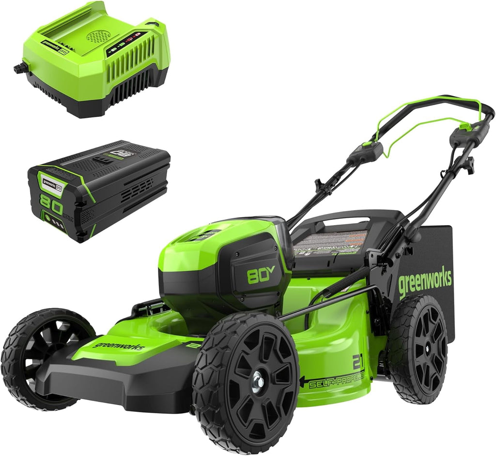 Greenworks Pro 80V 21-Inch Brushless Self-Propelled Lawn Mower, 4Ah Battery Included MO80L410