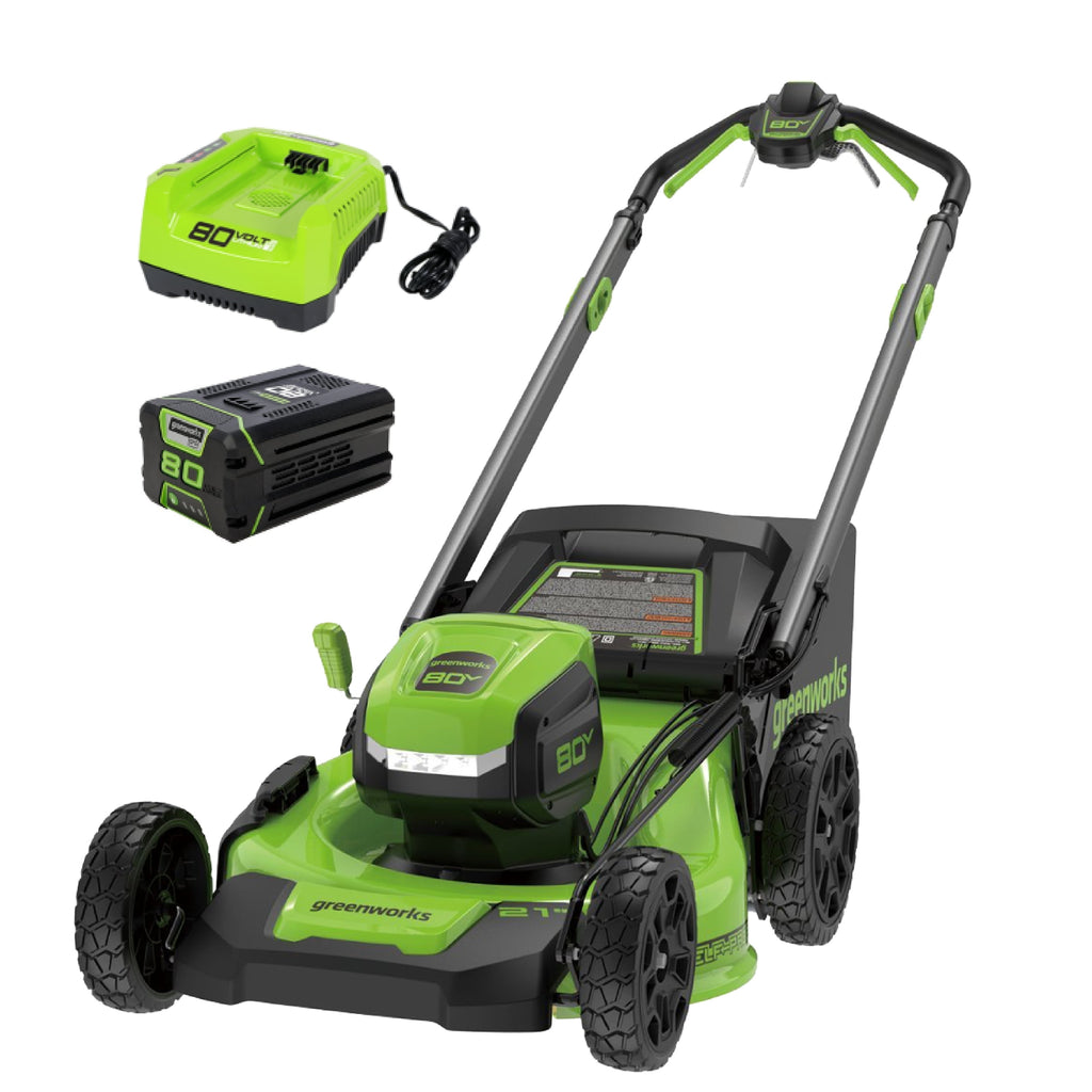 Greenworks 80V 21 Brushless Cordless Self-Propelled Lawn Mower, 4.0 Ah Battery and Rapid Charger Included
