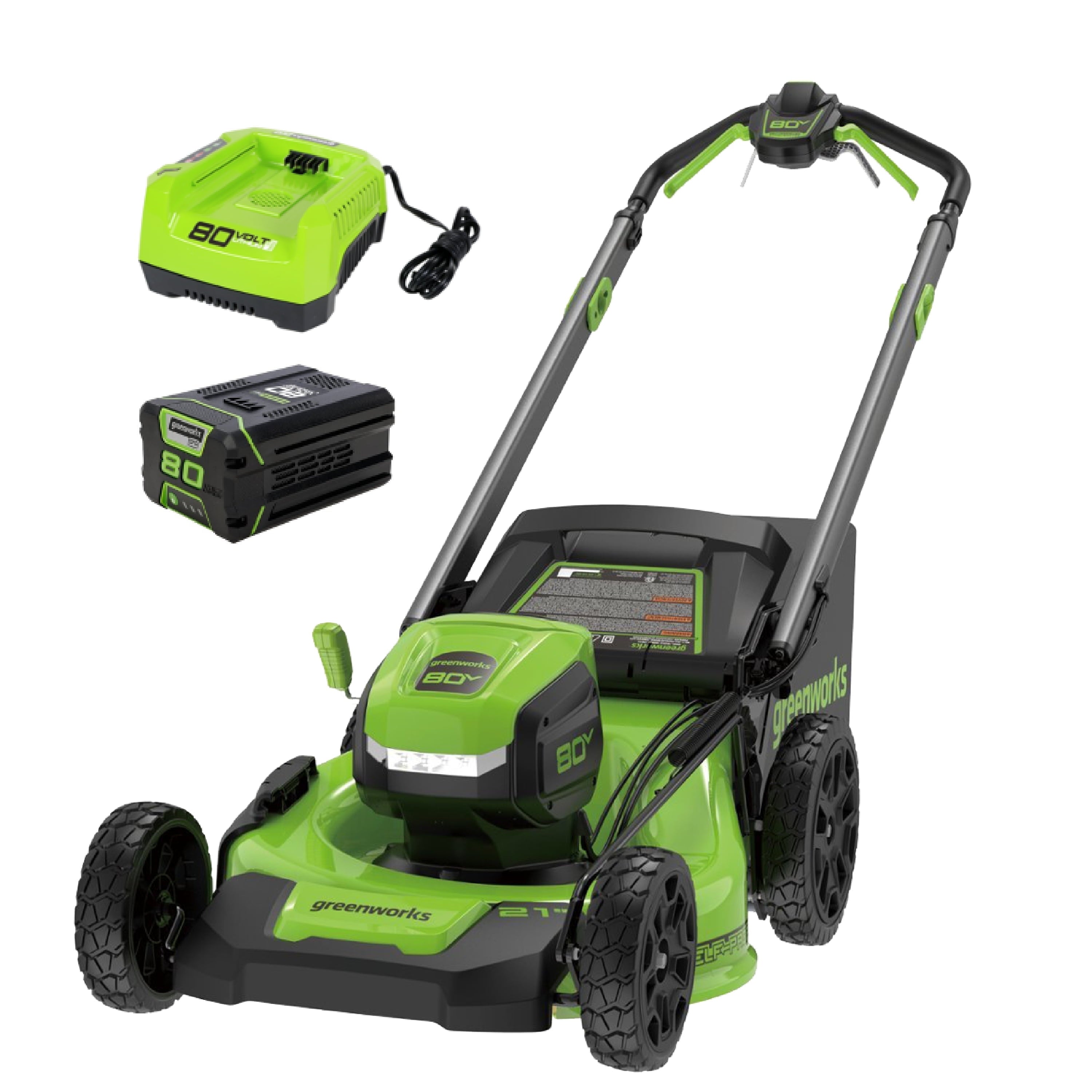 Greenworks 80V 21 Brushless Cordless Self-Propelled Lawn Mower, 4.0 Ah Battery and Rapid Charger Included