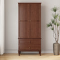HLR 71 Tall Modern Wood Armoire Wardrobe Closet, Freestanding Cabinet with Hanging Rod for Bedroom, Brown