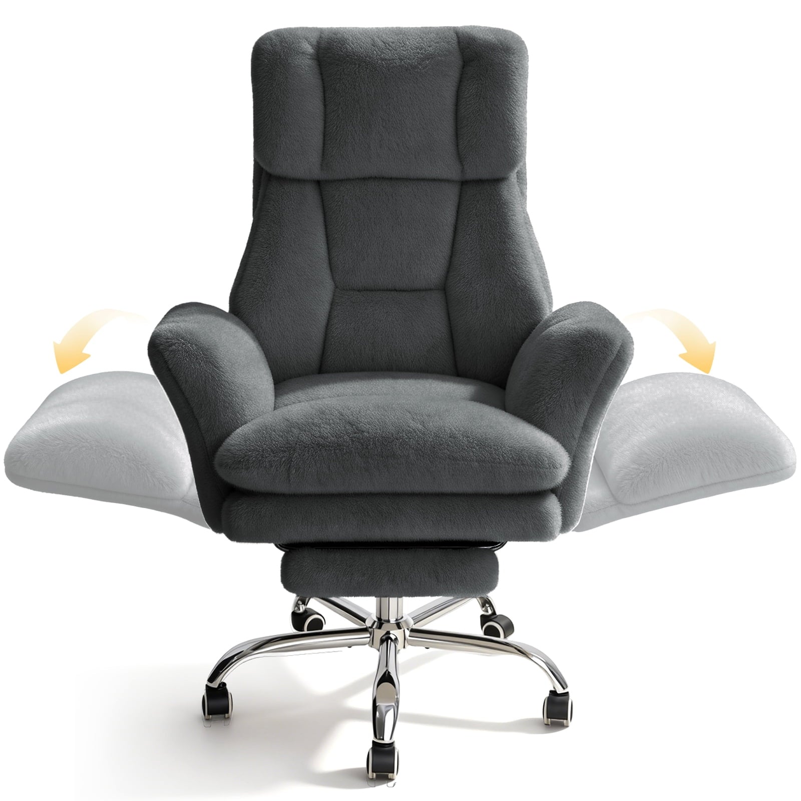 Patbrela Big and Tall Office Chair, Cloud Plush Swivel Desk Chair with 6-Level Adjustable Armrests, Home Ergonomic Executive Office Chair for Work, Gaming, Beige