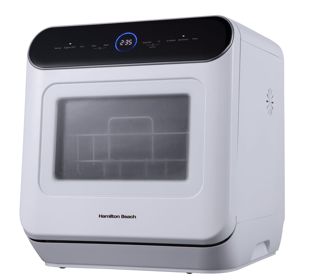 Hamilton Beach 6-Liter 2 Place Setting Portable Countertop Dishwasher, No Hookup Unit for Tabletop, Apartment, or RV, White