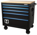 Hart 36-In W x 24-In D 5-Drawer Mobile Tool Chest Workbench W/ Wood Top, Garage Use