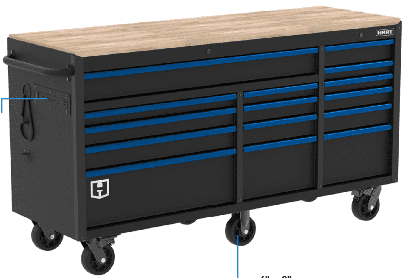 HART 36-Inch 5-Drawer Mobile Tool Chest Workbench with Wood Top, Rolling Garage Storage