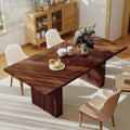 Hawsaiy 78 Rectangular Farmhouse Dining Table for 6–8, Large Kitchen Table with Grooved Wood Base, Thick Waterproof Top for Dining Room, Walnut