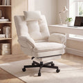 Hawsaiy Big and Tall Office Chair with Footrest, Ergonomic Executive Desk Chair with Flip-Up Arms, Reclining High Back Computer Chair with Headrest & Side Pockets, White