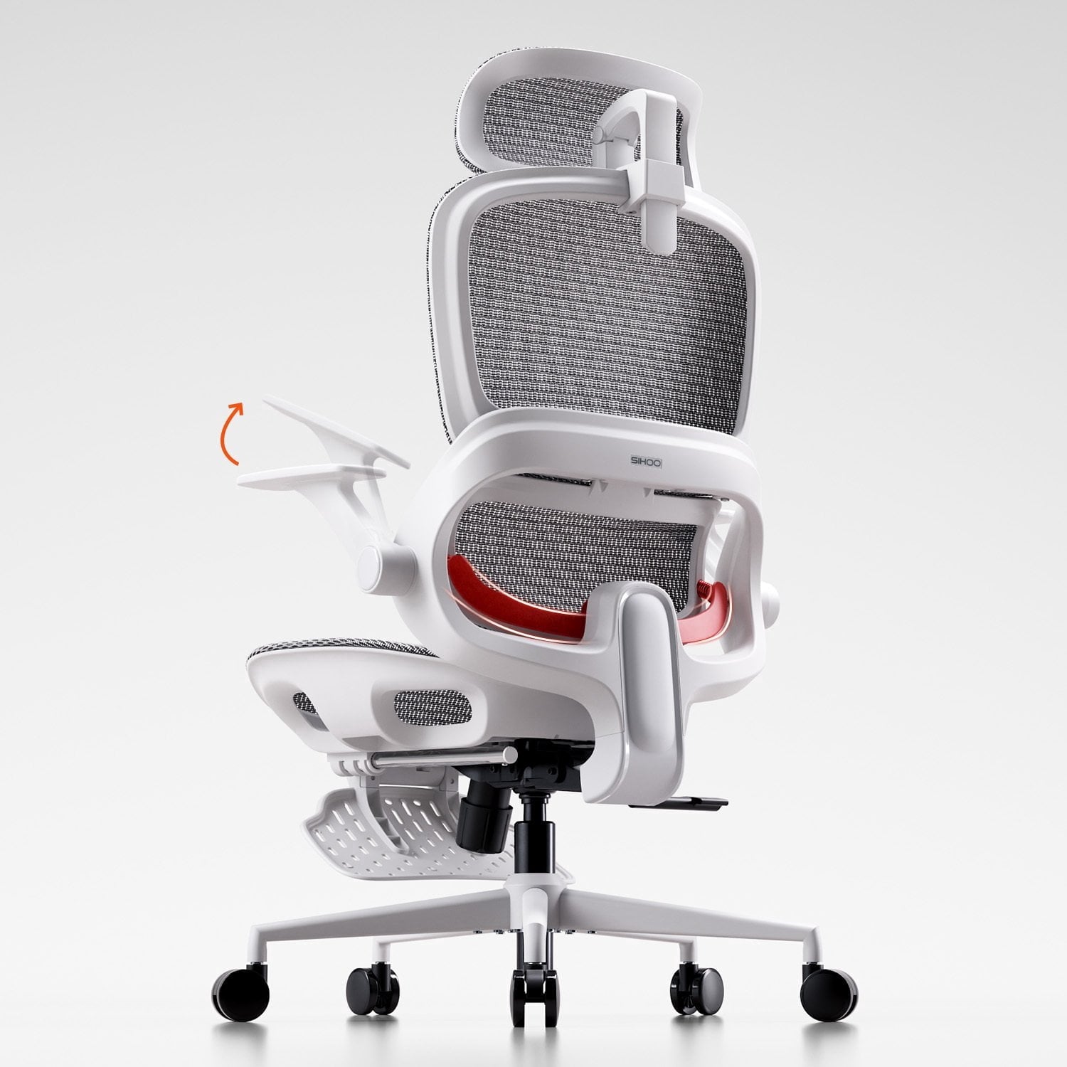 SIHOO B100 Ergonomic Office Chair with Footrest, Task Chair with Zoned Back Support, 2D Wide Headrest Study Chair for Teenager, High Back Executive Chair for Home Office, Black, 300lbs