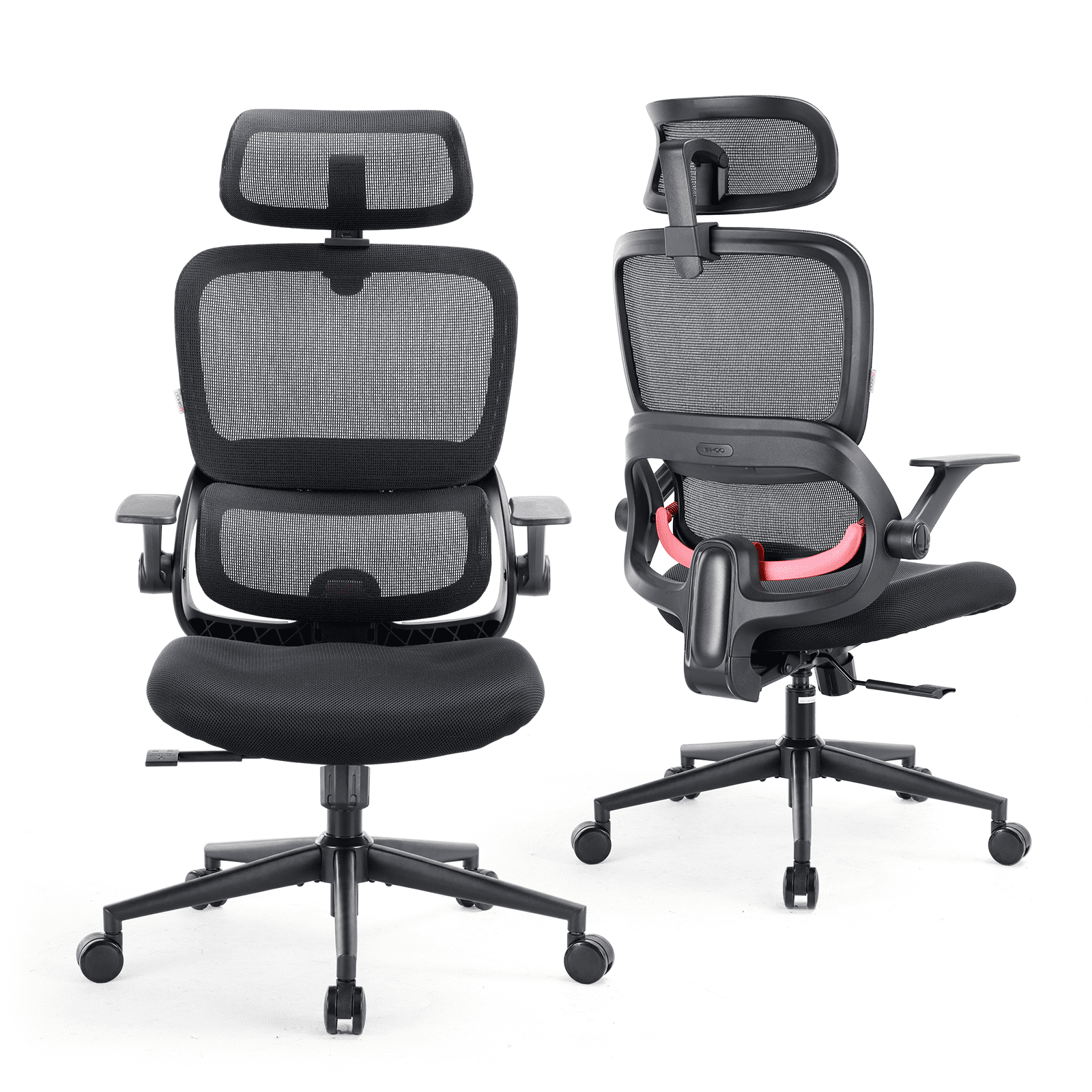 SIHOO B100 Se Office Chair, Executive Chair with Cotton Seat, Dual-Back Ergonomic Chair, 2D Adjustable Headrest & Flip Link Armrest, Comfort Mesh Chair for Home Office & Gaming, 265lbs, Gray