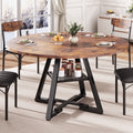 Hijob 47 inch Wood Dining Table for 4, Round Kitchen Dining Table with Storage Shelf for Home Dining Room Living Room, Brown(Only Table)
